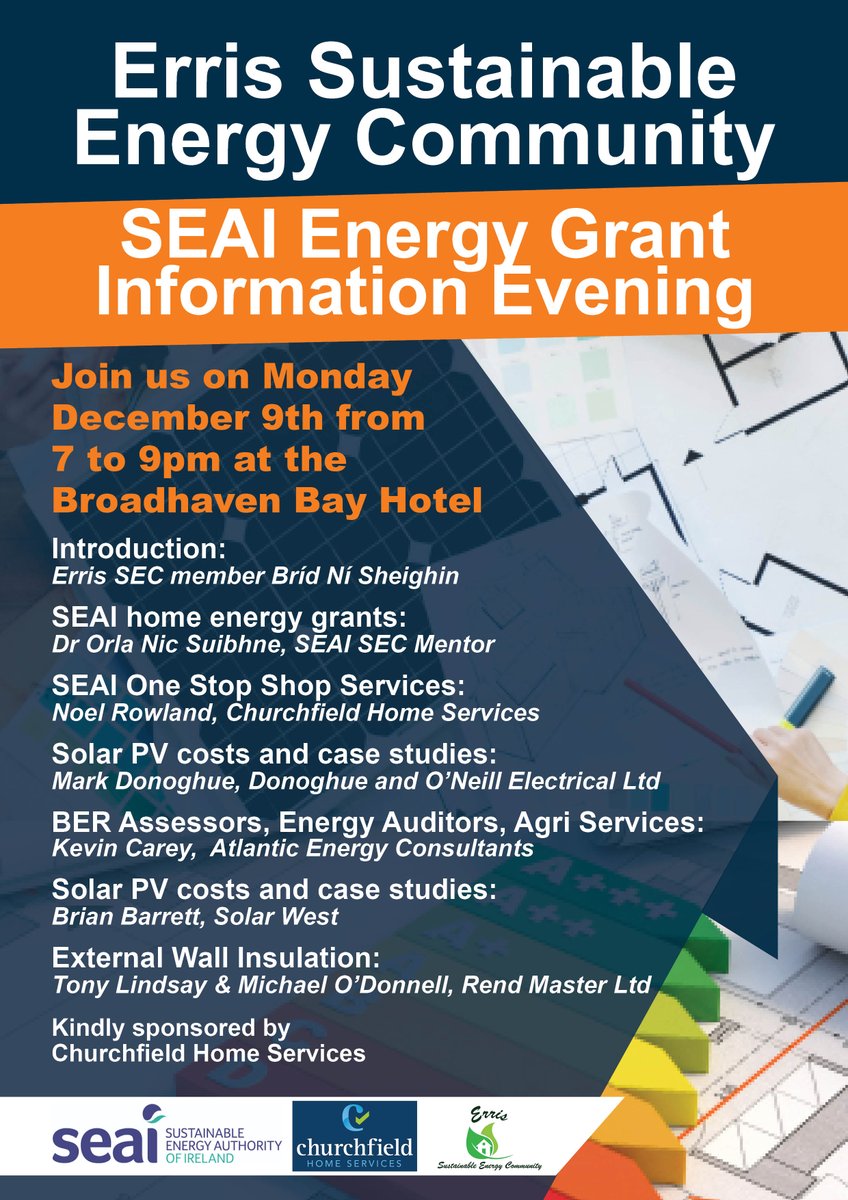 Looking forward to this energy information event next Monday in Belmullet. All of our local <a href="/SEAI_ie/">SEAI</a> registered contractors are involved. Please join us if you can!