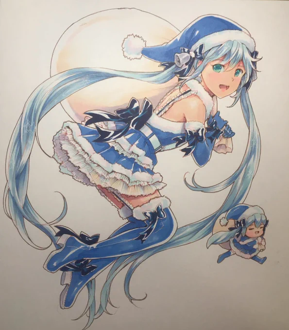 寒くなってきましたね!¶(⁄•˅̮•∖)⁋(テンションが上がる雪ミクサンタさん) 