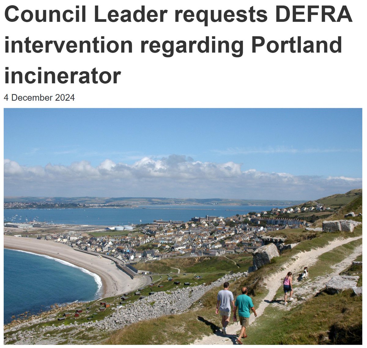 Nick Ireland of Dorset Council has this week requested an intervention by DEFRA of the proposed incinerator at Portland