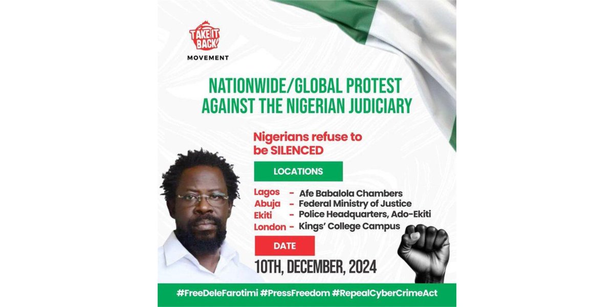 SaharaReporters's tweet photo. BREAKING: Take-It-Back Movement Declares Protests In Lagos, Ekiti, UK Over Afe Babalola's Use Of @PoliceNG To Remand @DeleFarotimi | Sahara Reporters https://t.co/koMIjjgEpE https://t.co/i0sodIV8Iz