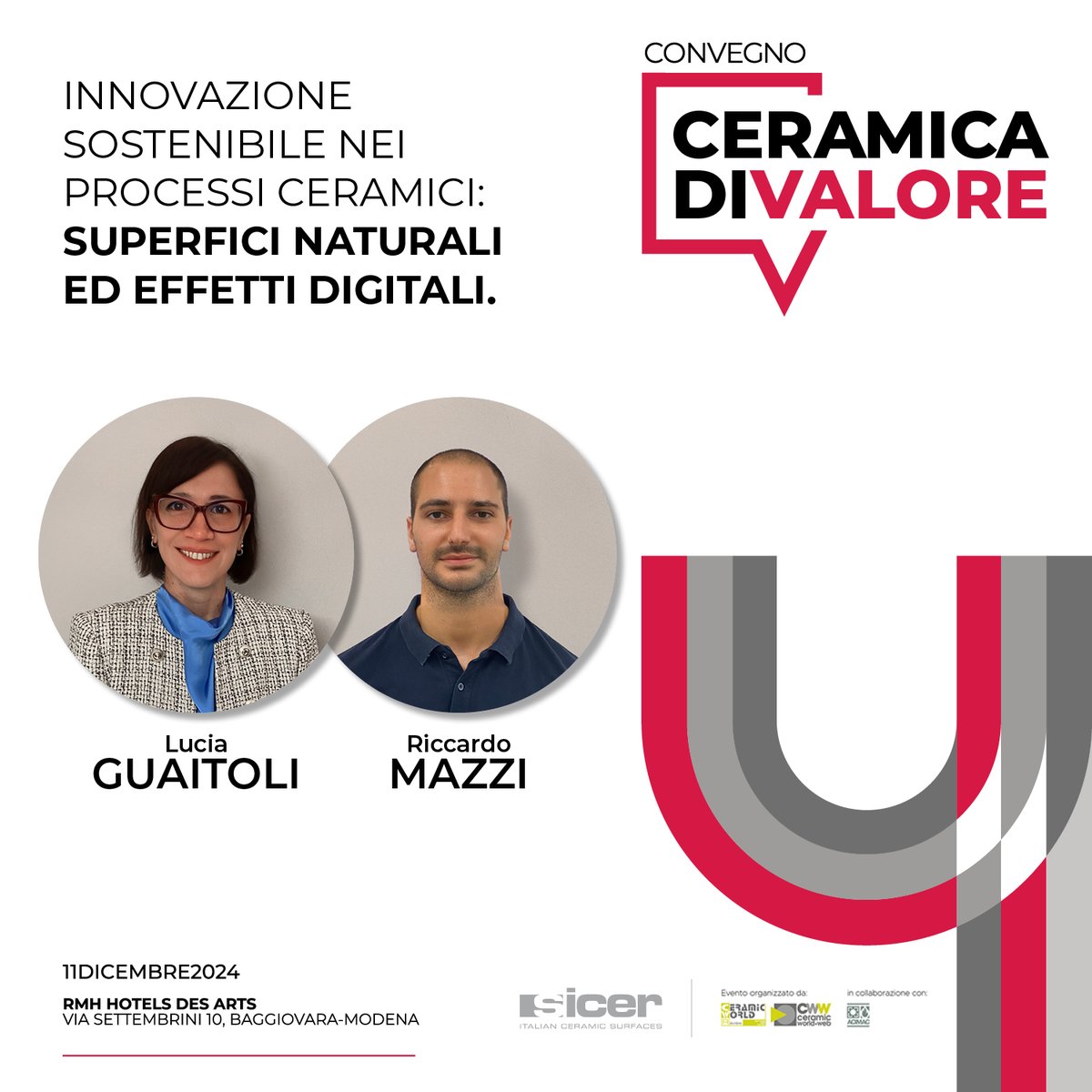 sicerspa's tweet photo. Sicer will participate in the "Ceramica di Valore" conference, talking about sustainable innovation in ceramic processes with two outstanding speakers: Lucia Guaitoli and Riccardo Mazzi. A special thanks to all the organizers, especially @Acimac and @CeramicWorldReview. https://t.co/uxt29EwSov