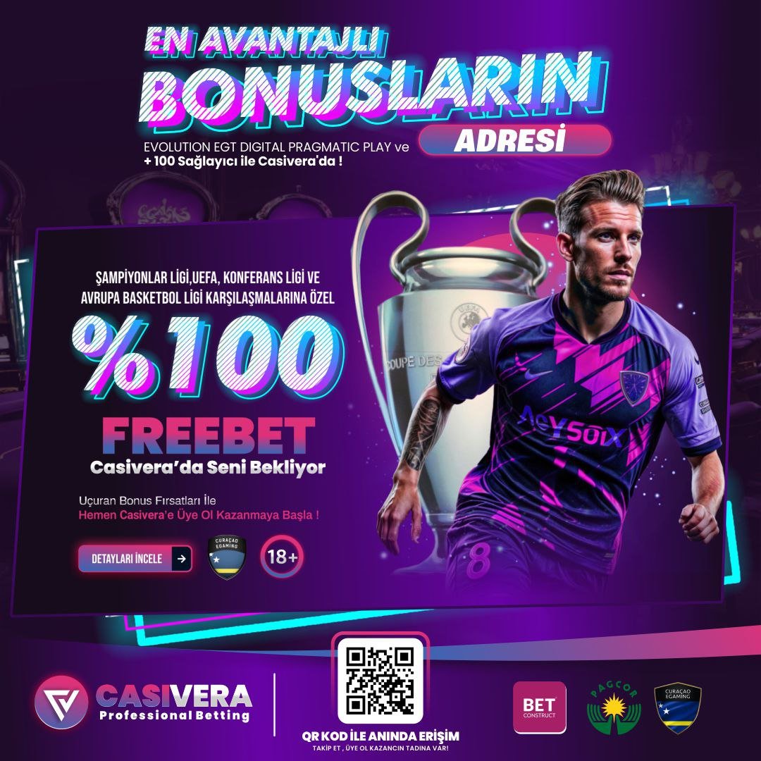 casiveracom's tweet photo. AVRUPA KARŞILAŞMALARINA  ÖZEL %100 FREEBET CASİVERA'DA

💸 Şampiyonlar Ligi, UEFA, Konferans ligi ve Avrupa Basketbol Ligi karşılaşmalarında geçerli %100 Freebet bonusu Casivera'da !

🏀 Casivera'nın kazandıran dünyası bir tık uzağında ! Sende hemen üye ol sende kazan.

📲 Casivera Giriş https://t.co/6yyoWrVnTR    📺 Casivera TV https://t.co/RVOhcl5Sbp
