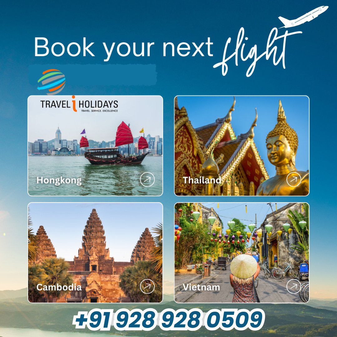 TraveliHoliday's tweet photo. Embark on an Extraordinary Southeast Asian Adventure with Travel I Holidays!
Experience the vibrant cultures, stunning landscapes, and rich history of Hong Kong, Thailand, Cambodia, and Vietnam( including flights, accommodations, transportation, and activities). https://t.co/u6GMxKcd60