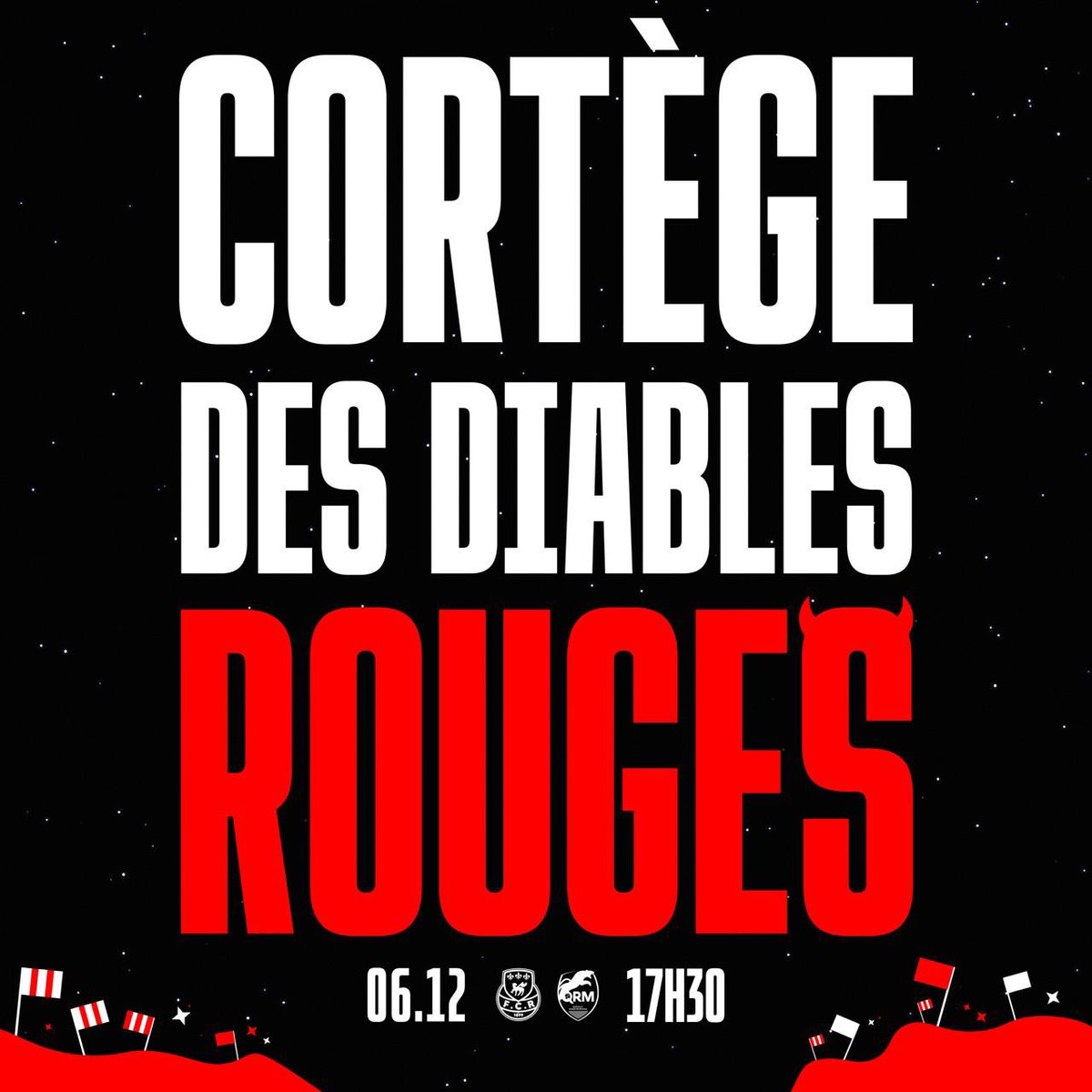 𝗝-𝟭 🥁🔥

Demain, 17h30, tous au Lycée des Bruyères pour un cortège bruyant jusqu’au stade !