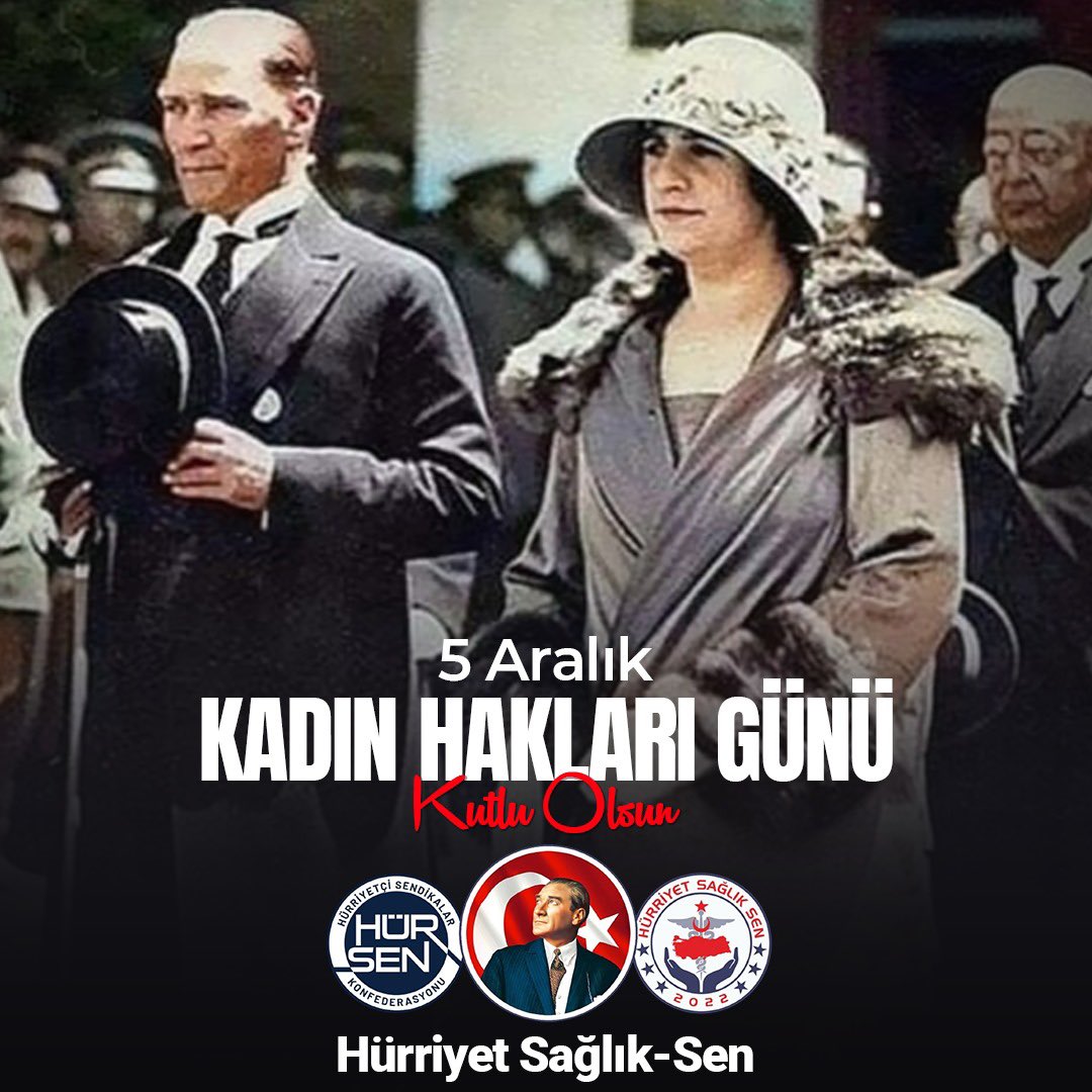 hursagliksen's tweet photo. 5 Aralık Dünya Kadın Hakları Günü

5 Aralık 1934, kadınların seçme ve seçilme hakkını kazandığı, eşitlik mücadelesinde bir dönüm noktasıdır. Gazi Mustafa Kemal Atatürk’ün liderliğinde, Türk kadını birçok ülkeden önce bu hakkı elde etmiş ve toplumsal hayatta hak ettiği yeri almıştır.

Kadın hakları, insan haklarının vazgeçilmez bir parçasıdır. Kadınların her alanda eşit, özgür ve güçlü bireyler olarak var olması, çağdaş bir toplumun temel taşıdır.

Hürriyet Sağlık Sen olarak, kadınların haklarının korunması ve geliştirilmesi için her zaman yanlarında olduğumuzu vurguluyor, bu anlamlı günü kutluyoruz. Kadınların sesi, özgürlüklerin güvencesidir!

#hürriyetsağlıksen