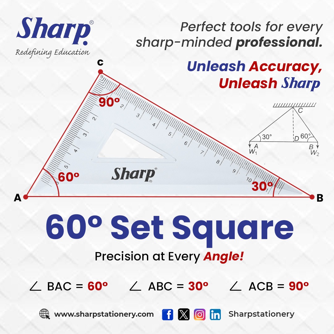 sharpstationer's tweet photo. 📐 Precision at Every Angle with Sharp Set Square!
🚀
Explore more at https://t.co/yHbCEzXxEW
Follow us on Facebook, Instagram, LinkedIn, and X!

#SharpStationery #PrecisionTools #SetSquare #RedefiningEducation #GeometryEssentials #Mathematical #drawinginstrument https://t.co/cCRyLvbBJq