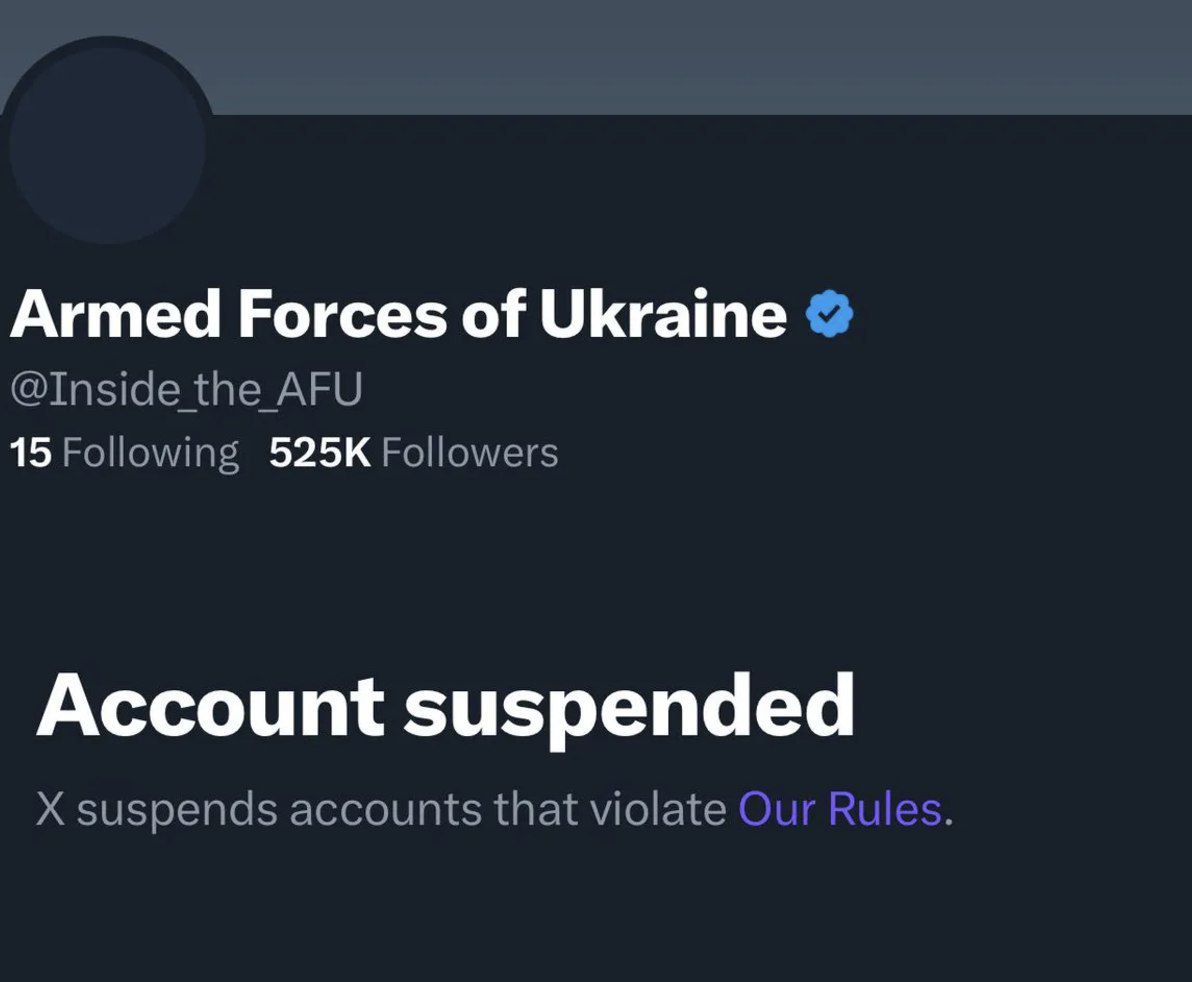 L'account ufficiale delle forze armate ucraine è stato sospeso su Twitter/X
#Ucraina 👇🏻👇🏻👇🏻
<a href="/Inside_the_AFU/">Armed Forces of Ukraine</a>