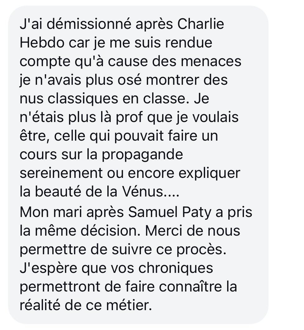 EmilieFreche's tweet photo. Dans un mélange de colère et de chagrin, avec l’accord de l’auteure de ce message, je me permets de le publier. Parce que cette peur est légitime. Et parce que ce message dit quelque chose qui n’est pas entendu au sommet de l’Etat.
@education_gouv @EmmanuelMacron 
#samuelpaty https://t.co/GNMcFIakF2