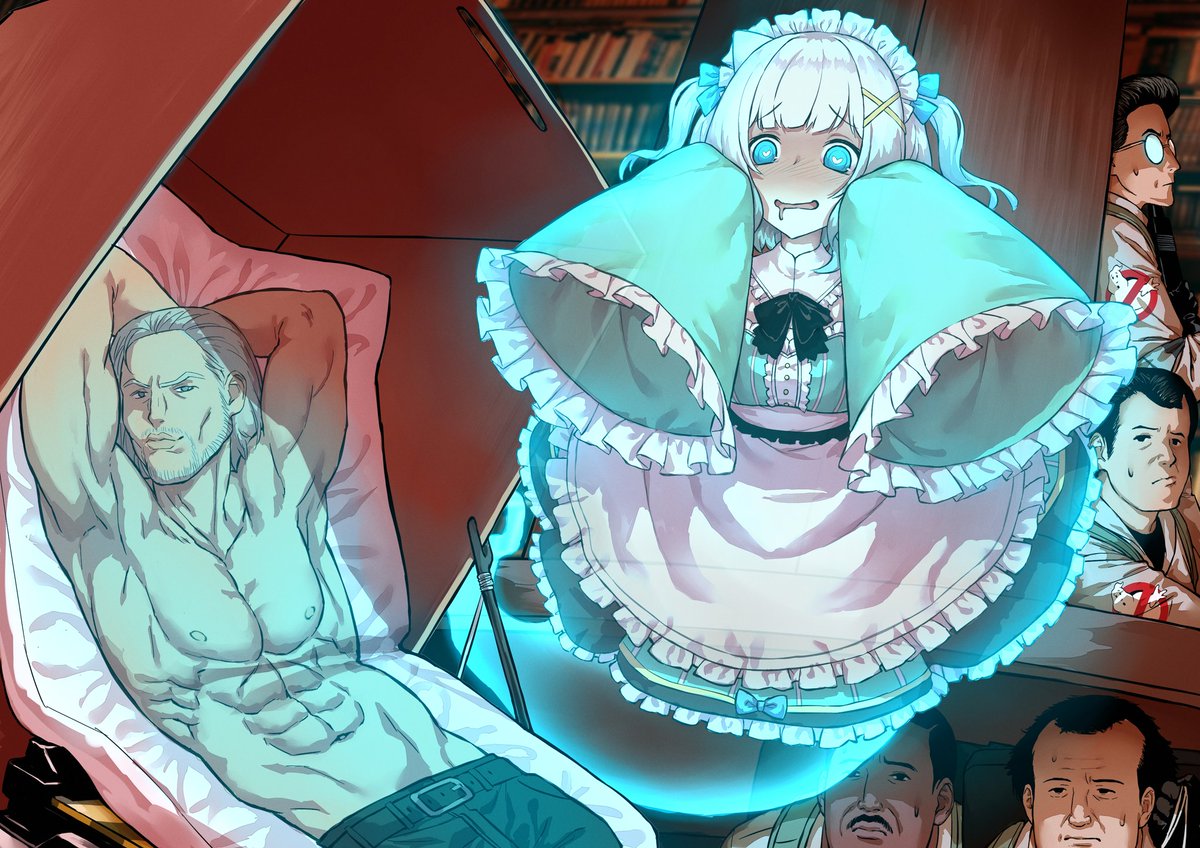"Mint Busted"
Mint Maid, moments away from being caught by the Ghostbusters after they deploy one of the only things that will lure out the elusive spectre:
Sexy MGS5 Revolver Ocelot Dakimakura

Big thanks to <a href="/harayamanawari/">haraya</a> for drawing another one of my goofy ideas.
#Fantography