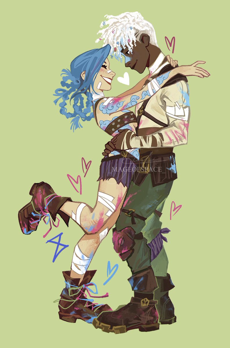 _mageofspace_'s tweet image. THEM!!⏳💣 the concept outfits are so good 💚💙🩷 #TimeBomb #arcane