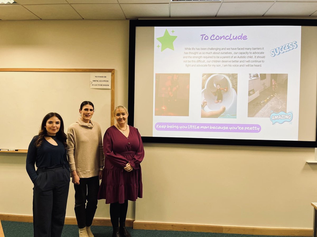 tcd_ot's tweet photo. This semester our 3rd year students met with parents of autistic children who shared their lived experiences. 

Our students really value the learning in these sessions and we hugely appreciate these opportunities to prepare our students for practice. 

@AsIAmIreland https://t.co/wI8skWvMbR