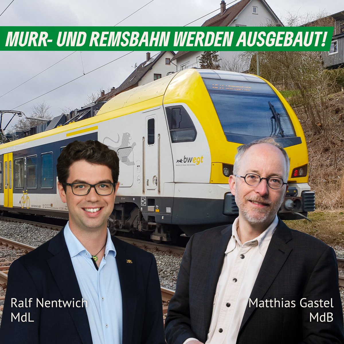 Gemeinsam mit meinem Landtagskollegen <a href="/ralfnentwich/">Ralf Nentwich</a> freue ich mich über die Pläne für den Ausbau von #Murrbahn &amp; #Remsbahn. Wir setzen uns schon lange für mehr Pünktlichkeit und Kapazität ein. Dafür braucht es zusätzlich auch die durchgehende Zweigleisigkeit. 1/3 #Bahn #Züge