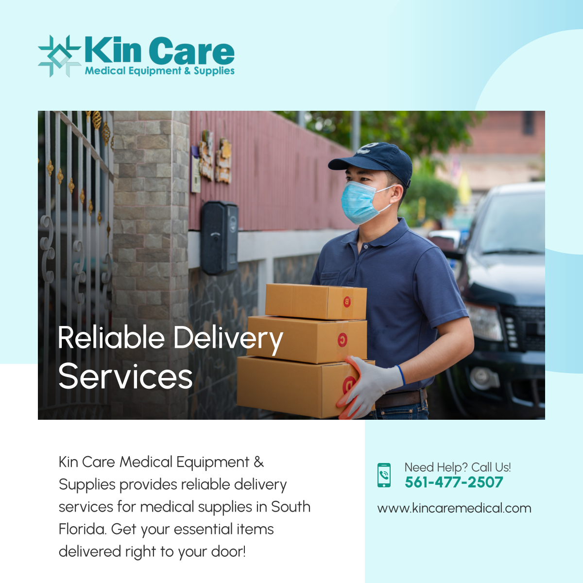 KinCareMedical's tweet photo. Enjoy the convenience of Kin Care Medical Equipment &amp; Supplies' delivery services! We bring your medical supplies directly to you in South Florida. Call us today! 

#BocaRatonFL #MedicalSupplies #DeliveryService https://t.co/PzzhfVxsAi