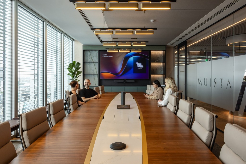 Atrium are a leading underwriters operating in Bishopsgate. For their new offices in the heart of the City of London’s insurance district, we created a 6 metre boardroom table in European walnut veneer with a quartz centre piece, and integrated with OPM pods for access to power.