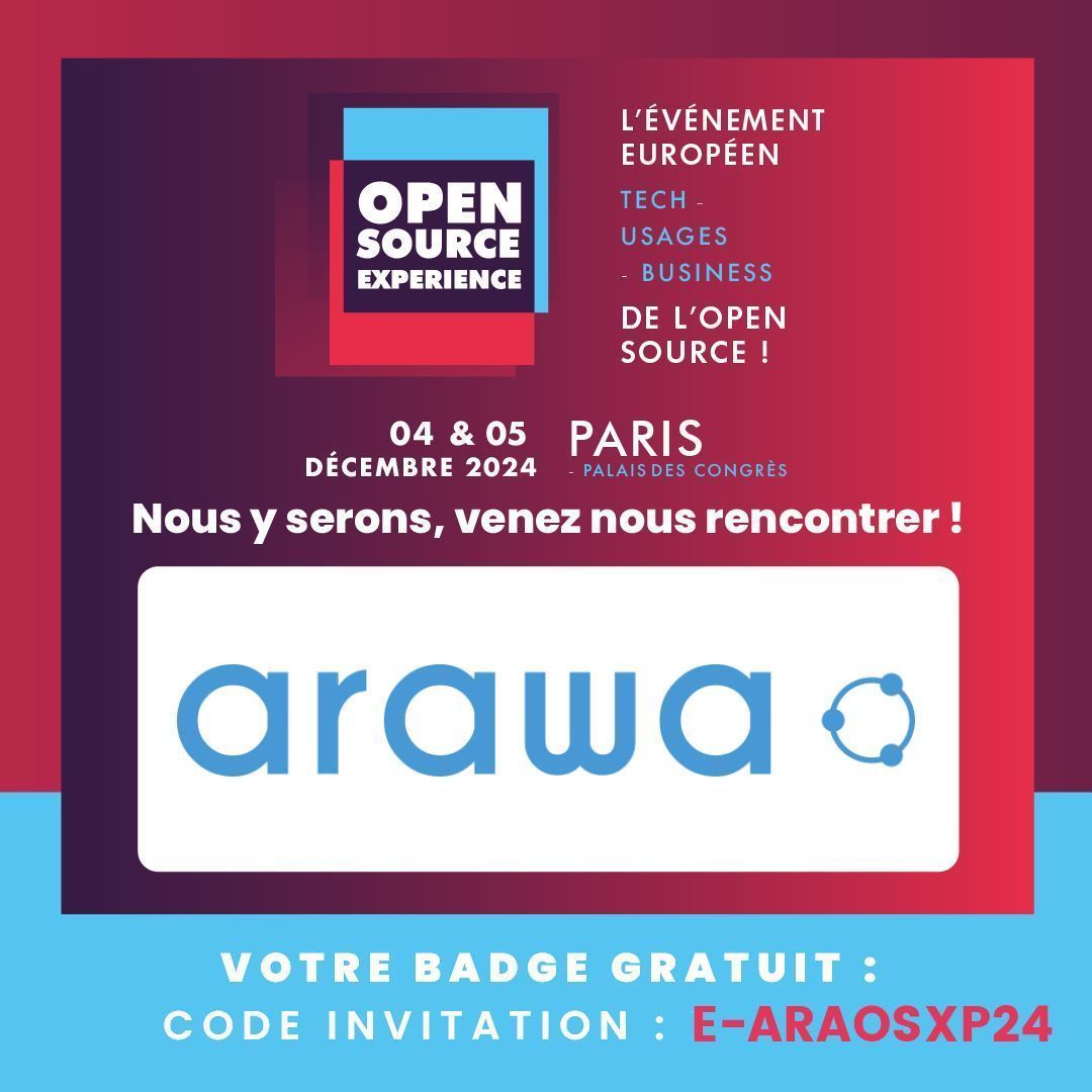 Arawa - Collaboration Open Source (@arawa_fr) on Twitter photo 📢 Jour 2 de l'Open Source Experience 2024 🚀 : rendez-nous visite au stand B19 🎯 et assistez à nos 2 conférences 🎙️ cet après-midi !
👋 <a href="/OSXP_Paris/">Open Source Experience</a>
#️⃣ #OSXP #OSXP2024 #LogicielsLibres #OpenSource #FOSS #FLOSS #TransfoNum 📢 Jour 2 de l'Open Source Experience 2024 🚀 : rendez-nous visite au stand B19 🎯 et assistez à nos 2 conférences 🎙️ cet après-midi !
👋 <a href="/OSXP_Paris/">Open Source Experience</a>
#️⃣ #OSXP #OSXP2024 #LogicielsLibres #OpenSource #FOSS #FLOSS #TransfoNum