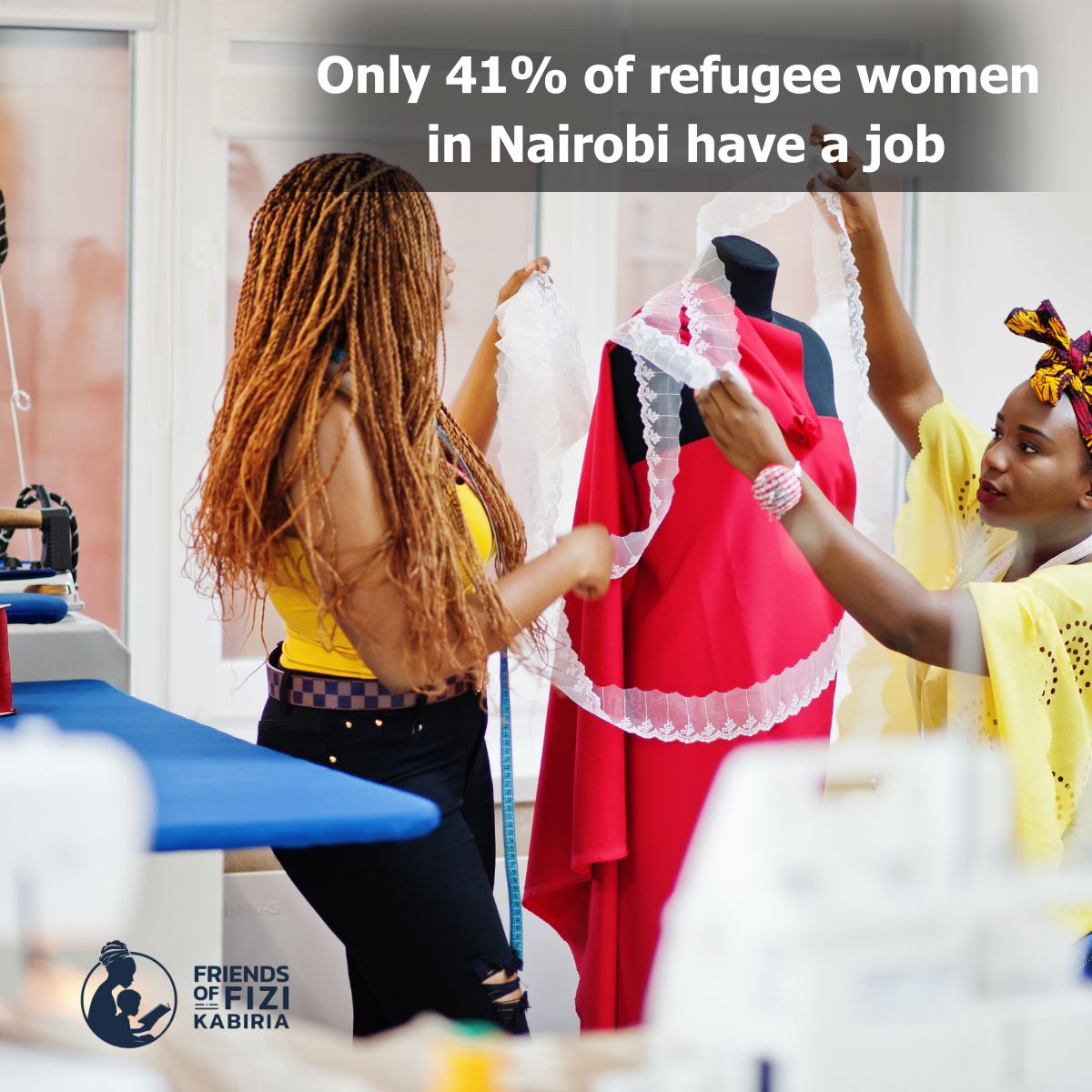 FiziCommunity's tweet photo. Through Employment! 52% of refugees in Nairobi are unemployed, with women facing even greater barriers. Together, we can break the cycle through skills training &amp; small business support. 👉Learn more: https://t.co/sjyUm3Xklv  Donate or partner with us: contact@fizischool.com https://t.co/igsFv3sFCi
