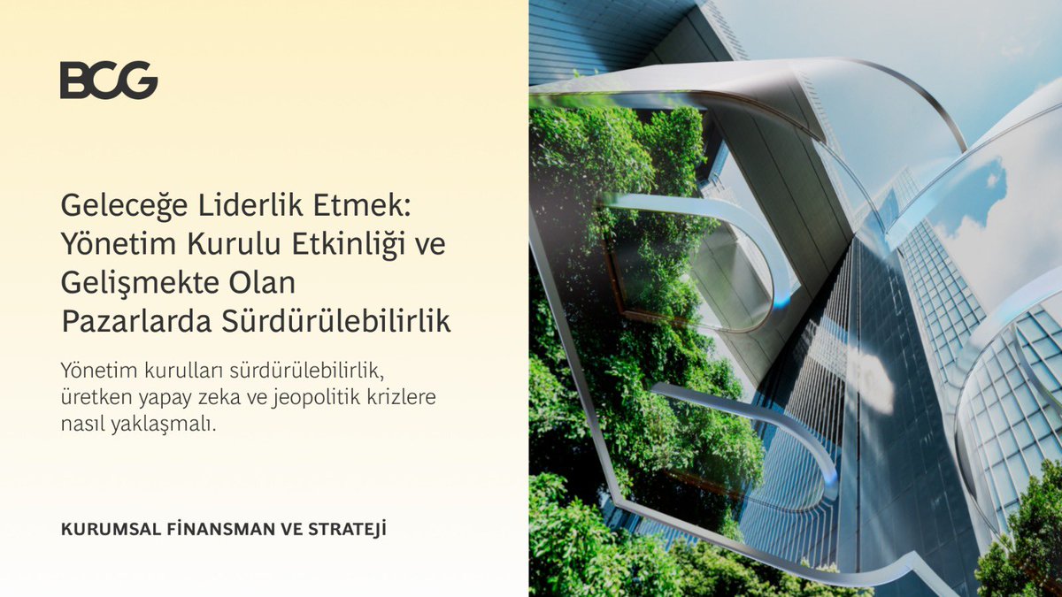 Gelişmekte olan pazarların yönetim kurulları, sürdürülebilirlik, yapay zeka ve jeopolitik krizlere kararlılıkla yanıt veriyor. Detaylar için tıklayın! 🌍

bcg.com/publications/2…