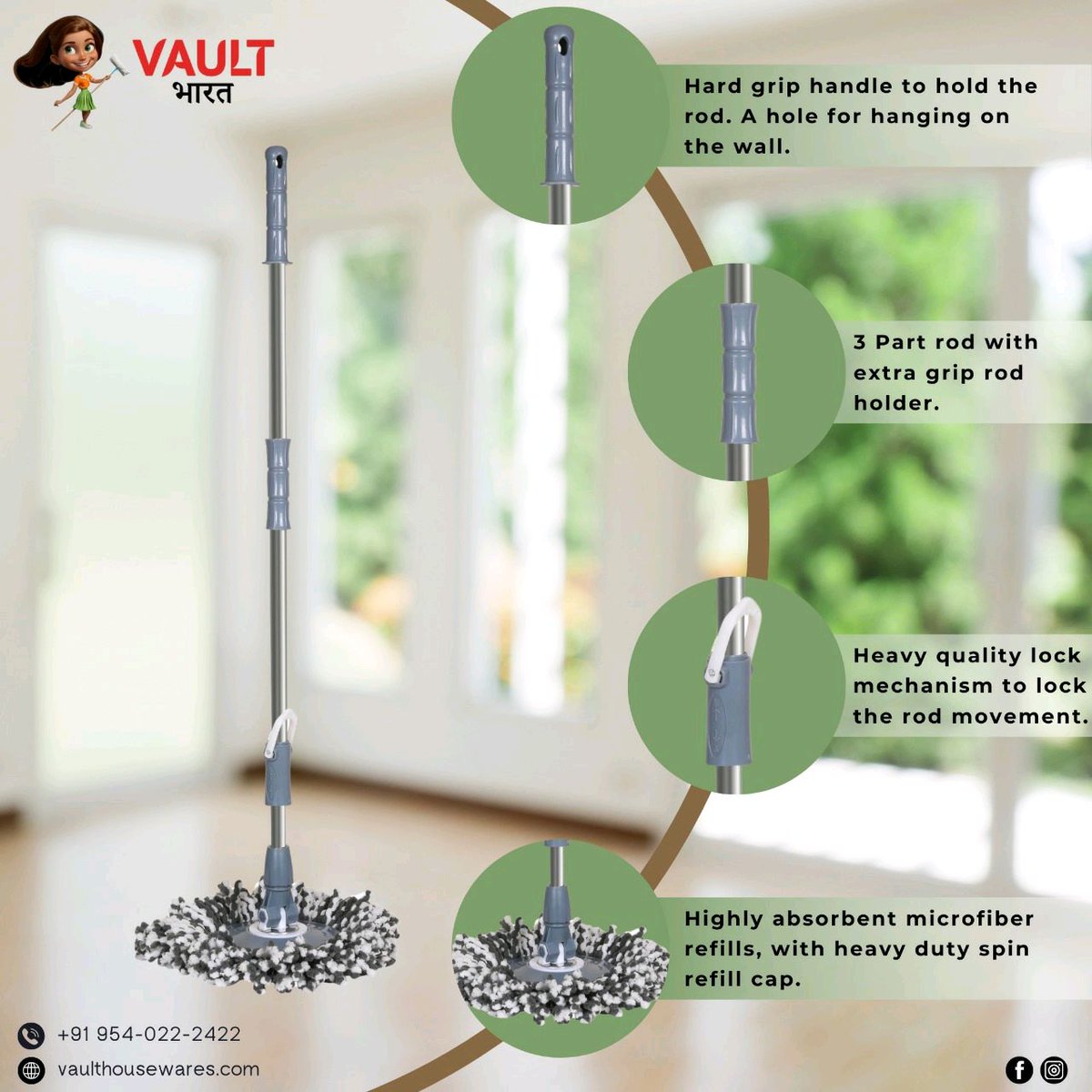 vaultbharat's tweet image. Get Vault Bharat&apos;s V5 rod set. Highly efficient, highly cleaning rod set. It is suitable for cleaning dry and wet surfaces.

Order now.
Contact us. +919540222422 
More details, visit vaulthousewares.com

#vaultbharat #vaulthousewares #rodset #bucketmop #homecleaning