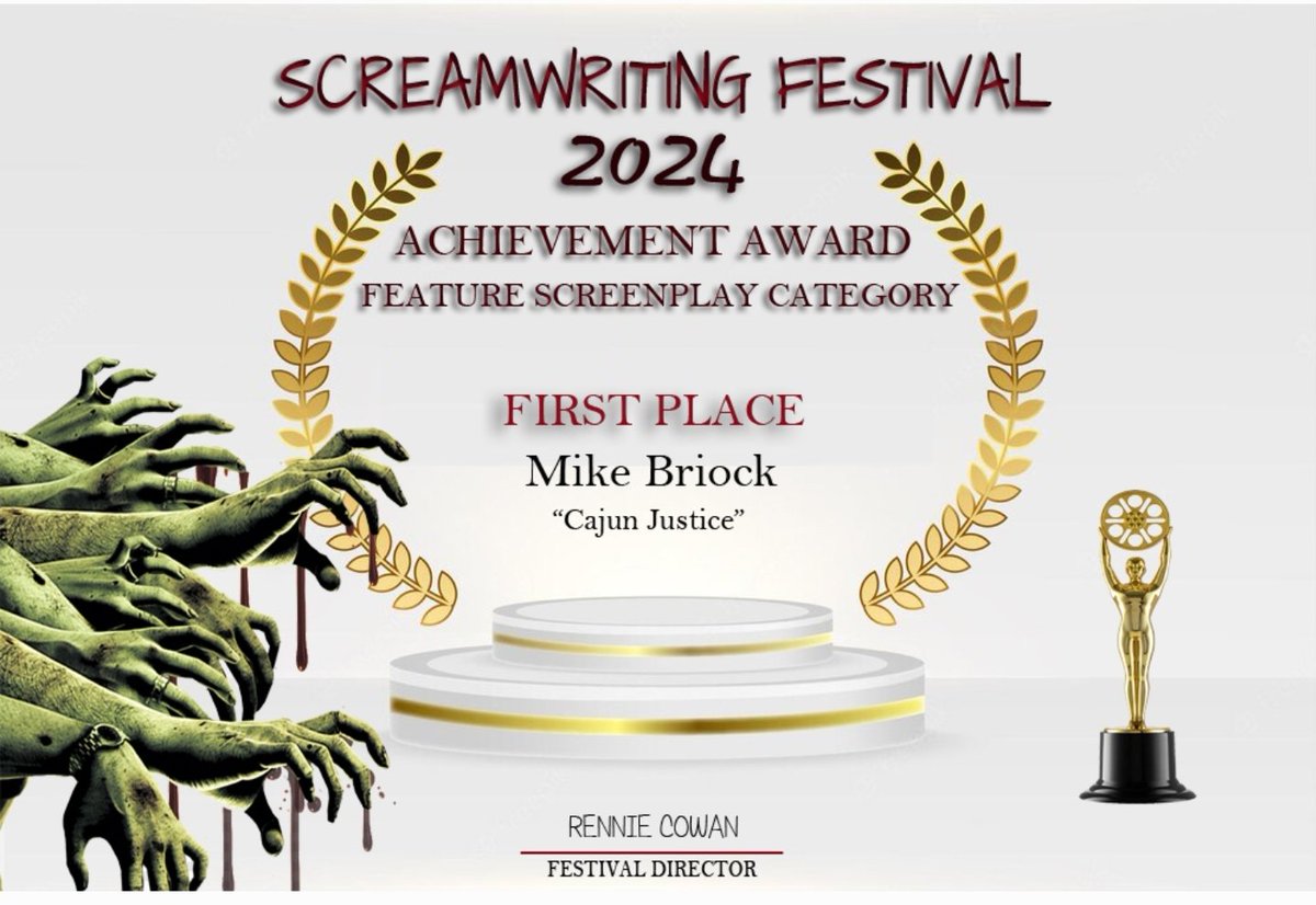 Scriptreaderguy's tweet image. This is the 17th film festival win for my horror/thriller screenplay Cajun Justice and my 70th film festival win overall to date. 

As a script reader, I practice what I preach, concentrating on the 6 most important points.