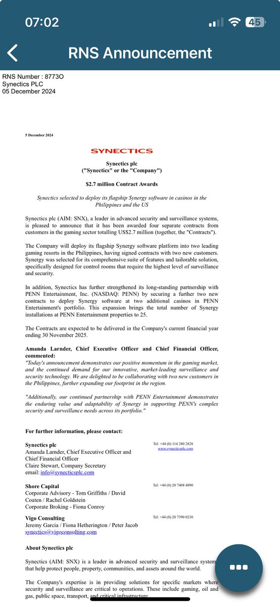 AlanDorling's tweet photo. #SNX - another Casino Surveillance Contract Award in the Phillipines over $2.7m - #SNX fast becoming the defacto choice for security &amp; surveillance in International Casinos 👏 https://t.co/v436o1CNnE