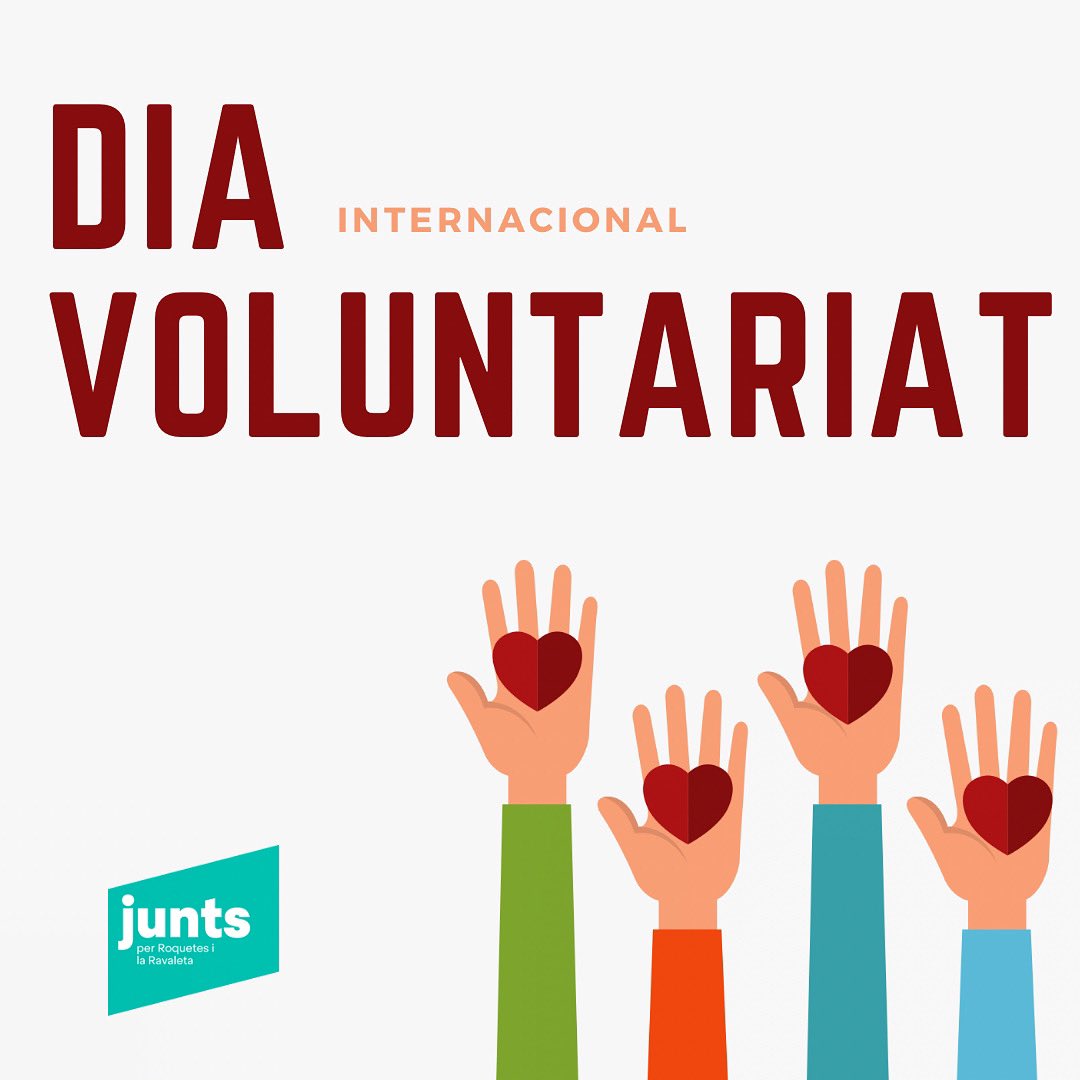 LidiaSauraB's tweet photo. Avui és el #DiaInternacionaldelVoluntariat Gràcies a tots els que de manera altruista treballeu i col.laboreu en associacions i entitats per tal de contribuir a la millora de la qualitat de vida de les persones. La vostra labor és meravellosa. https://t.co/QwEi3mN6R0