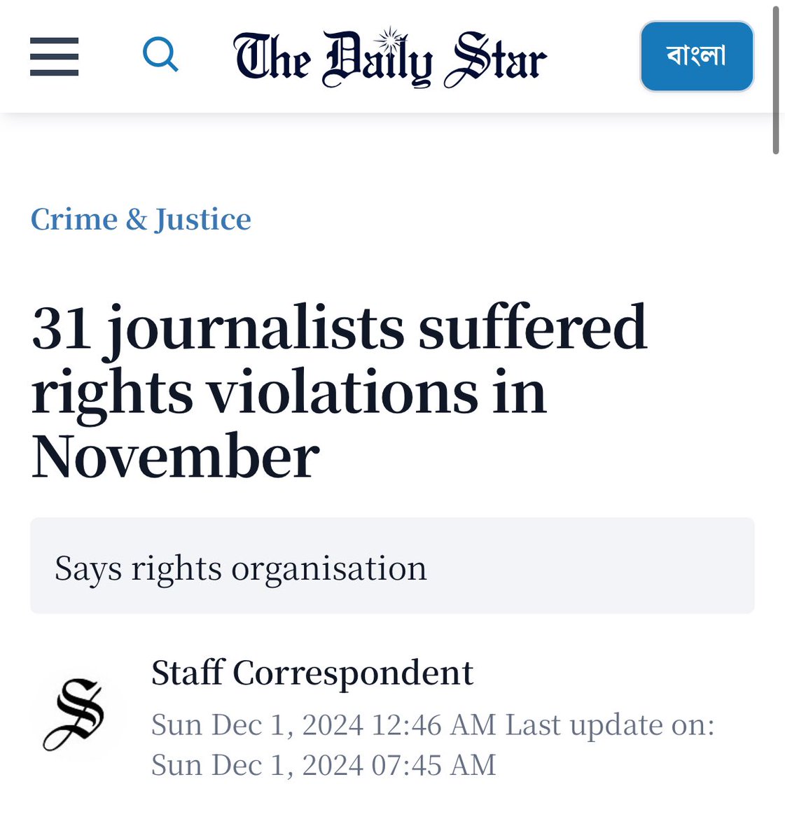 Nahim RAZZAQ (@razzaqnahim) on Twitter photo #Journalists in #Bangladesh is faced with concerned level of violation.
<a href="/IHRF_English/">International Human Rights Foundation</a>
<a href="/eji_org/">Equal Justice Initiative</a>
<a href="/amnesty/">Amnesty International</a>
<a href="/amnestysasia/">Amnesty International South Asia, Regional Office</a>
<a href="/UN_HRC/">UN Human Rights Council</a>
<a href="/hrw/">Human Rights Watch</a>
<a href="/UNHumanRights/">UN Human Rights</a>
<a href="/EURightsAgency/">EU Fundamental Rights โก๏ธ #HumanRights</a>
<a href="/RSF_inter/">RSF</a>
<a href="/RSF_en/">RSF in English</a>
<a href="/UNWatch/">UN Watch</a>
<a href="/DemocracyIntl/">Democracy International</a>
<a href="/FreedomofPress/">Freedom of the Press</a>
<a href="/RFInstitute/">Religious Freedom Institute</a>
<a href="/freedomhouse/">Freedom House</a>
<a href="/pressfreedom/">Committee to Protect Journalists</a> #Journalists in #Bangladesh is faced with concerned level of violation.
<a href="/IHRF_English/">International Human Rights Foundation</a>
<a href="/eji_org/">Equal Justice Initiative</a>
<a href="/amnesty/">Amnesty International</a>
<a href="/amnestysasia/">Amnesty International South Asia, Regional Office</a>
<a href="/UN_HRC/">UN Human Rights Council</a>
<a href="/hrw/">Human Rights Watch</a>
<a href="/UNHumanRights/">UN Human Rights</a>
<a href="/EURightsAgency/">EU Fundamental Rights โก๏ธ #HumanRights</a>
<a href="/RSF_inter/">RSF</a>
<a href="/RSF_en/">RSF in English</a>
<a href="/UNWatch/">UN Watch</a>
<a href="/DemocracyIntl/">Democracy International</a>
<a href="/FreedomofPress/">Freedom of the Press</a>
<a href="/RFInstitute/">Religious Freedom Institute</a>
<a href="/freedomhouse/">Freedom House</a>
<a href="/pressfreedom/">Committee to Protect Journalists</a>