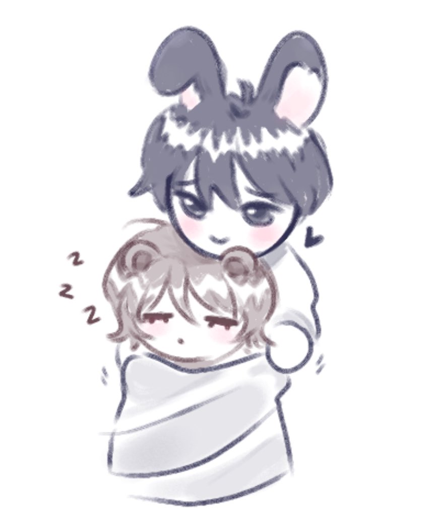 hueningshy's tweet photo. bunny takes care of bear during his hibernation (REAL NOT FAKE) https://t.co/GH0s1P7Iy2