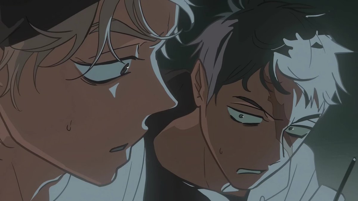 Dewey and isaac looking at each other after realizing the power of friendship was in fact not enough to go against the aliens