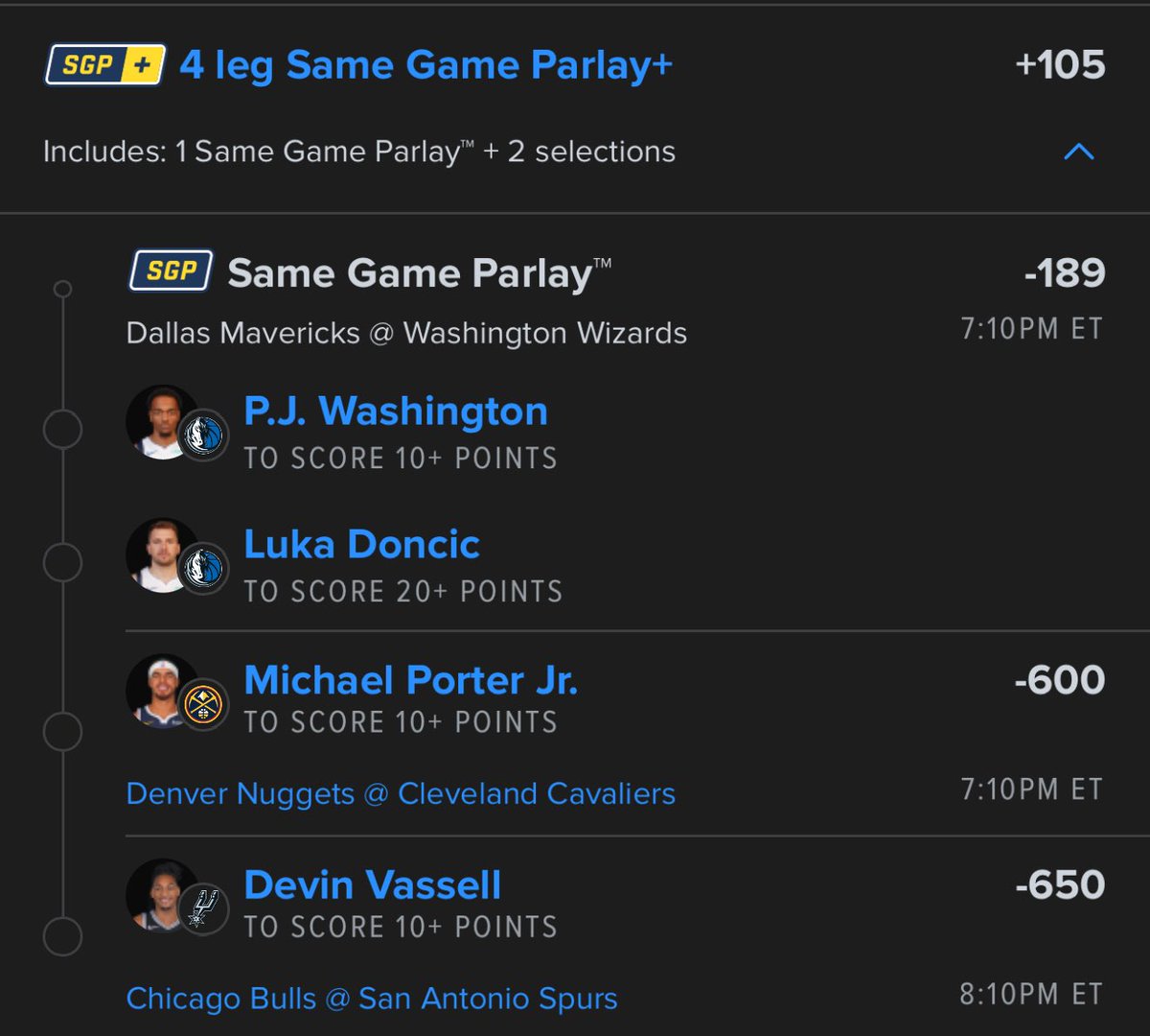 BetWithShotgun's tweet photo. Ladder play day #1! Nothing sexy but let’s get the job done. 

#parlays #NBAparlay #LadderChallenge https://t.co/dn11M8FeNf