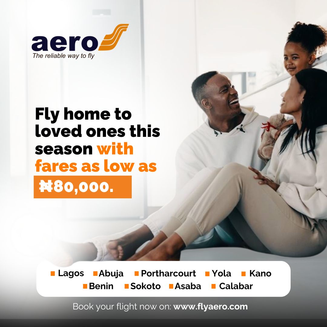 flyaero's tweet photo. You can fly home to your loved ones for as low as ₦80k this festive season!
Don't miss out on making those special moments with family and friends. 👨👩👧👧🥰
Book your flight with Aero today!✈️
Visit https://t.co/Hq1obEZjpM to get started.
#FlyAero
#FlyForLess #AeroConnect
#FestiveTravel #HolidayMemories
