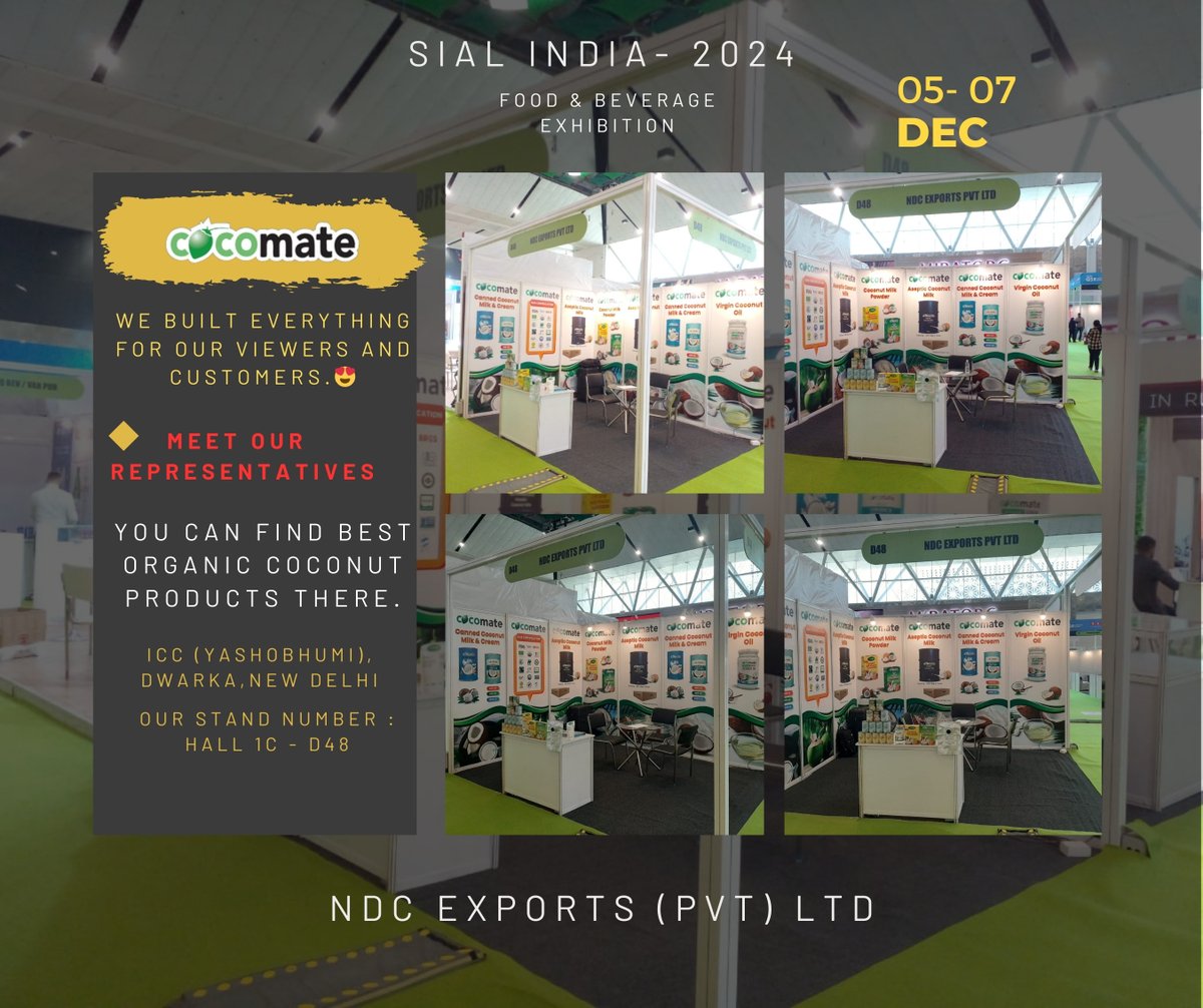 𝕄𝕖𝕖𝕥 𝕌𝕤 𝕥𝕠𝕕𝕒𝕪 𝕒𝕥 𝕊𝕀𝔸𝕃 𝕀𝕟𝕕𝕚𝕒! 

Catch us at SIAL India 2024, December 5-7, and discover the essence of NDC Exports (Pvt) Ltd.
Our Stand Number : Hall 1C - D48