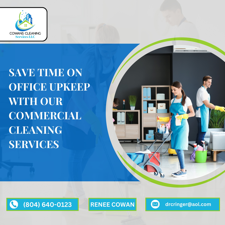 CowansCleaning's tweet photo. Keeping a clean office shouldn’t be a time drain. Cowan's Cleaning Services LLC offers professional commercial cleaning that keeps your workplace spotless, creating a productive environment for you and your team. 
#CommercialCleaning
https://t.co/jFZVL6xaOM https://t.co/6XKIBf3Qnq