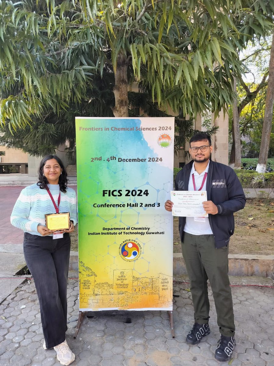 bmsa_lab276's tweet photo. Happy for my students @19NM07 @anubhuti_bhatia for securing Best Poster Award at the 7th International conference on Frontiers in Chemical Sciences #FICS2024 hosted by department of Chemistry @IITGuwahati .@kailashBandhav @BondaRidhiee @FollowersAditya @bmsa_lab276
@BBRL_JNU https://t.co/igxEraMjob