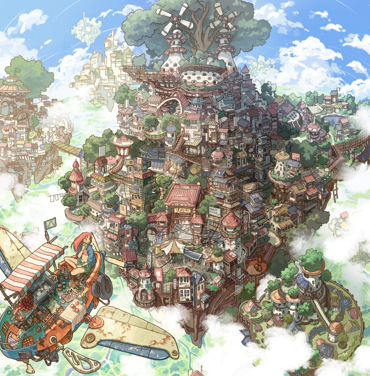 今回熊本に新しくオープンする会員制ビレッジ「浮遊街 Uii」のホームページイラストを描かせていただきました！  

⛅️fuyuugai.com