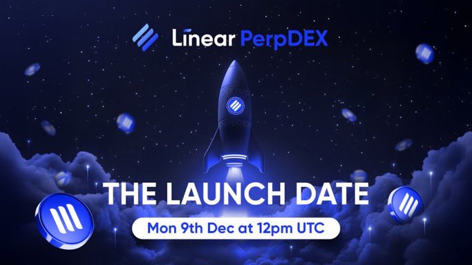 We apologise for any confusion, to set the record straight, our PerpDEX launch will be as follows: 

Mon 9th Dec at 12pm UTC. 🕛

We look forward to unveiling this experience together 🙏🏻

#Linear $LINA
