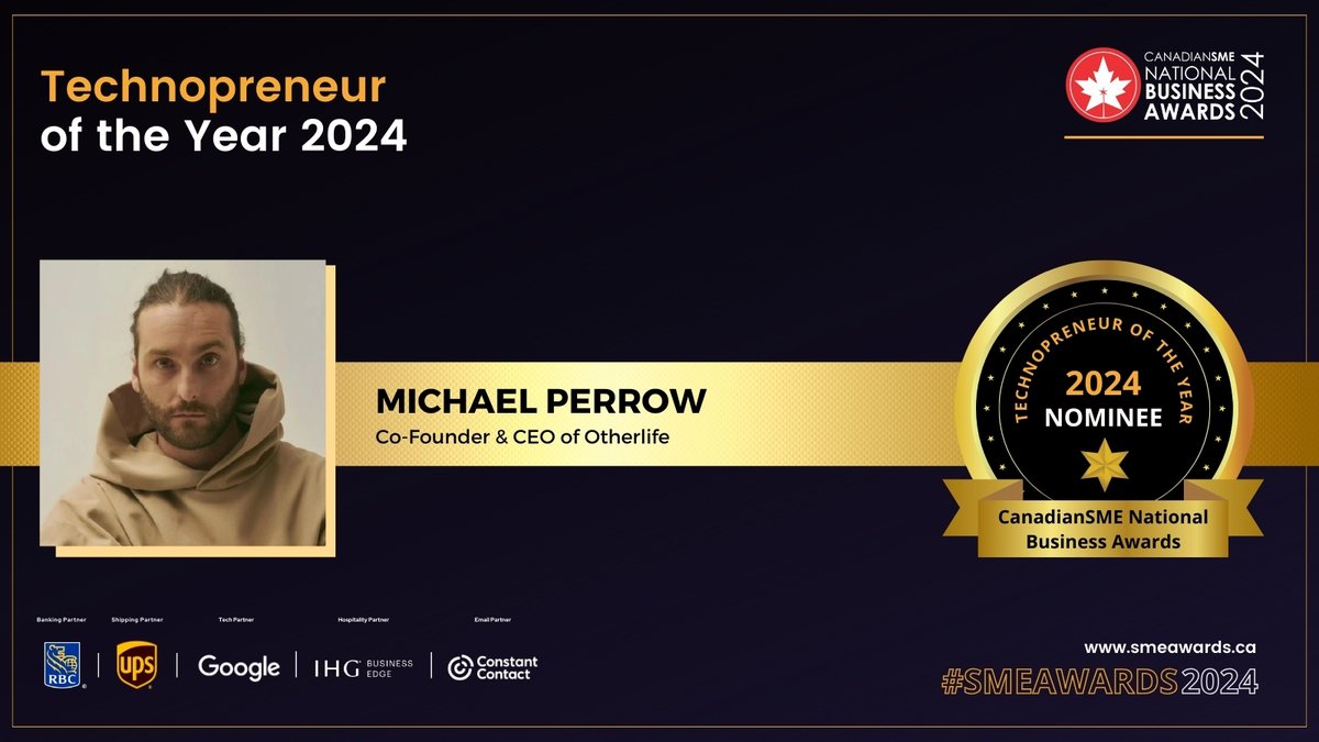Technopreneur of the Year - 2024 nominee: Michael Perrow, founder of <a href="/otherlifexyz/">Otherlife</a>! With a focus on innovation, end-to-end digital solutions, and a commitment to community growth, Michael has led Otherlife to redefine industry standards. From creating brands to collaborating with