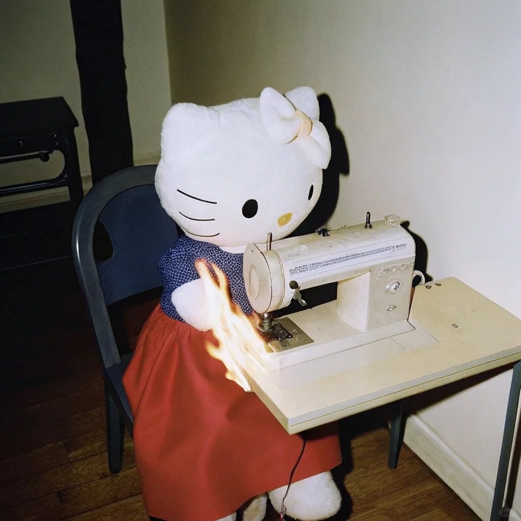 RADII_Media's tweet photo. In China's recent digital landscape, Hello Kitty isn't cute anymore — she's the face of an AI-powered surrealist revolution. Armed with Recraft AI, netizens are transforming the kawaii icon into a symbol of digital absurdism, where familiar meets fantastically strange. https://t.co/aYIZloXEZi
