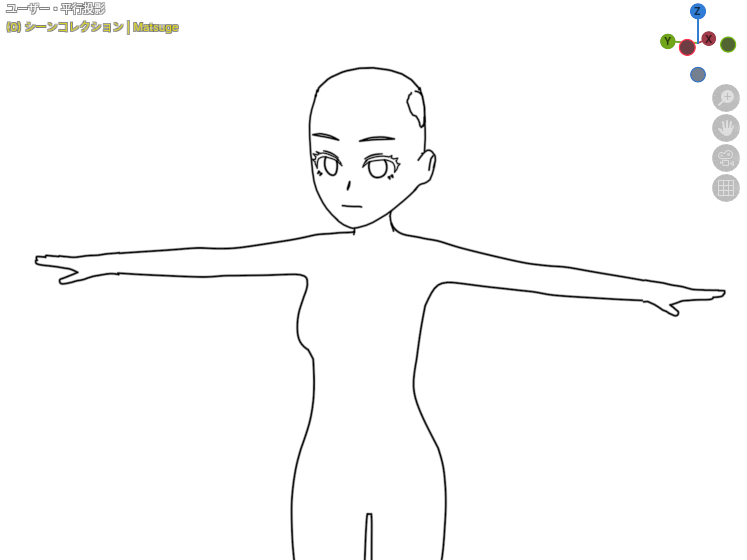 フルスクラッチの3D素体ができてきつつあるので、セルルック風で線画だけ抽出してみました。あとは衣装とかを作りこめば、ネームや下描きくらいなら十分使えそう 