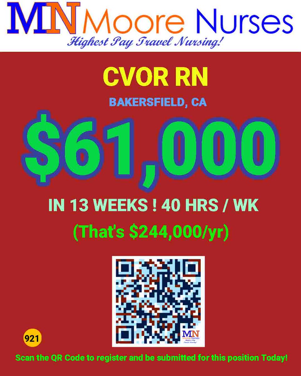 MooreNurses's tweet image. Industry Leader Highest Pay Travel Nursing! #travelnurse #travelnursejobs #texasnursejobs #highestpaynursejobs #travelnurse #travelnursing #travel #nurselife #travelnurseadventures #travelnurses #crisisnursejobs #cathlabnurse #rn #or #nicu #tele #rn #ICU