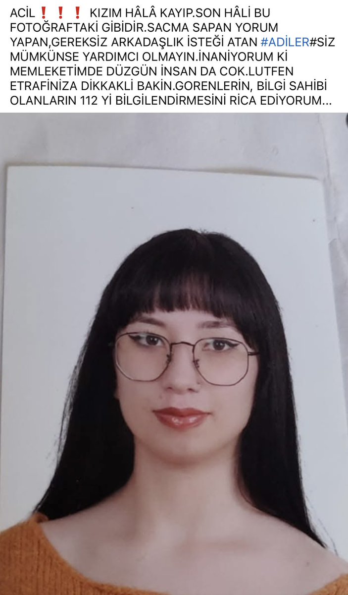 Afyon’da kayıp bir kızımız var lütfen yayar mısınız ?