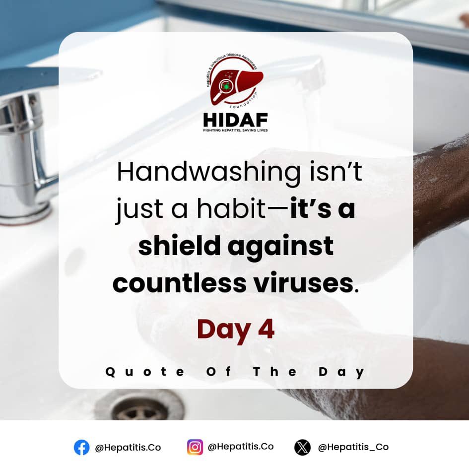 Hepatitis_Co's tweet photo. Day 4💫💜

And this is a reminder for you to take hand washing seriously

Stay tuned as we unveil the quote for each day. 
Kindly like, comment and share💜

Don’t forget to stay healthy💜

#30dayschallenge #quotechallenge #hidafquotechallenge #hidaf #infectiousdisease https://t.co/l2D4JbUQws