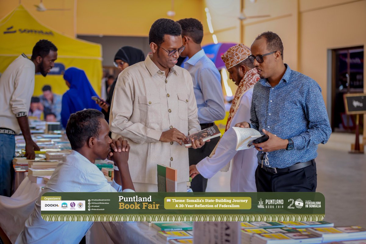 PuntlandBFair's tweet photo. Day two of the Puntland Book Fair is underway, bringing together thought-provoking discussions, inspiring speakers, and vibrant attendees. The journey of knowledge continues!
#PBF2024
#PuntlandBookFair https://t.co/d3U7UCaqv1