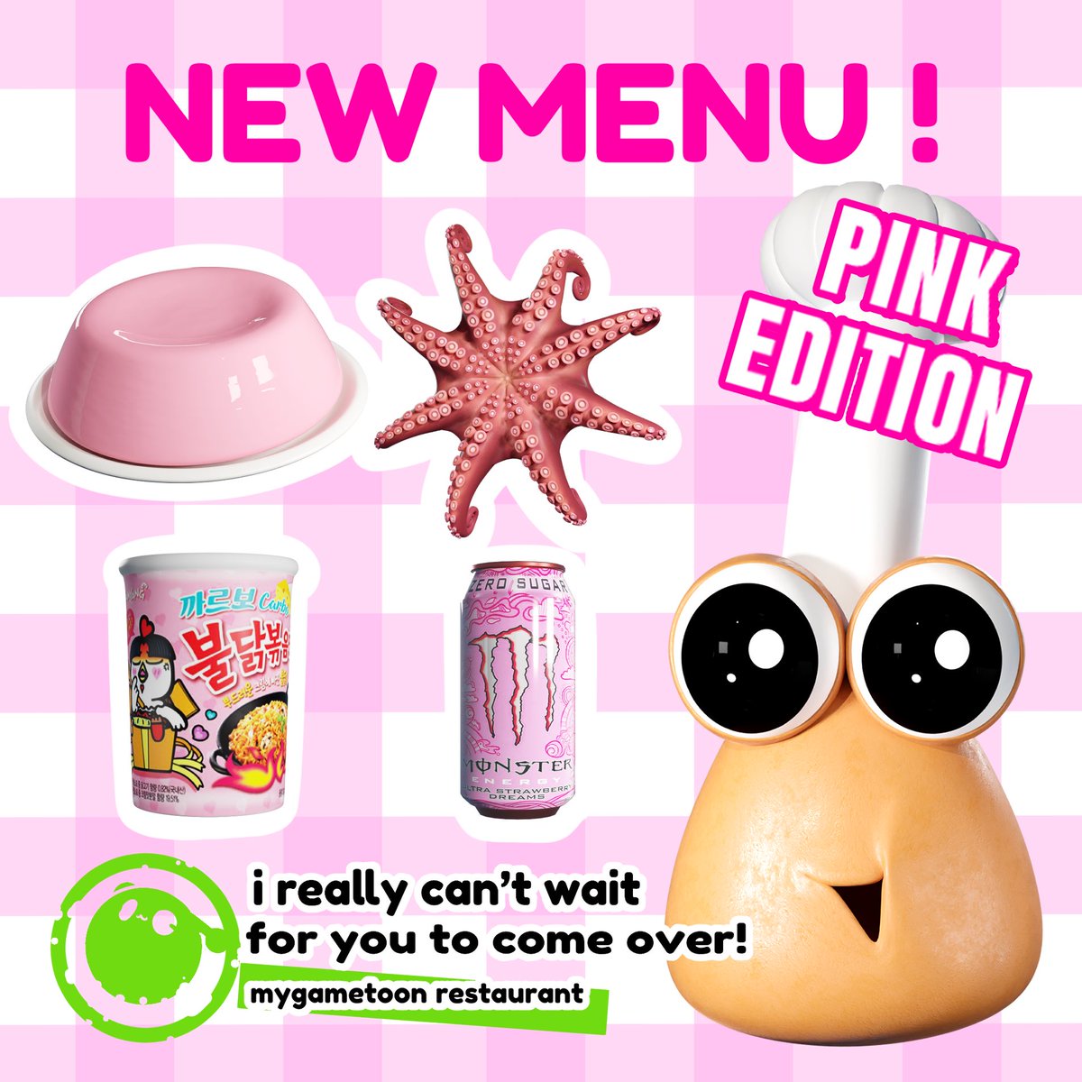 mygametoon's tweet photo. https://t.co/0e6ezoA9zF

Eating emoticons in order but shin sonic has been uploaded!
I really can't wait for you to come over!

👇new menu👇

giant strawberry pudding
octopus
Carbonara buldak
Monster Energy
 Pipeline Punch

_my game toon restaurant https://t.co/nFhnZbF613