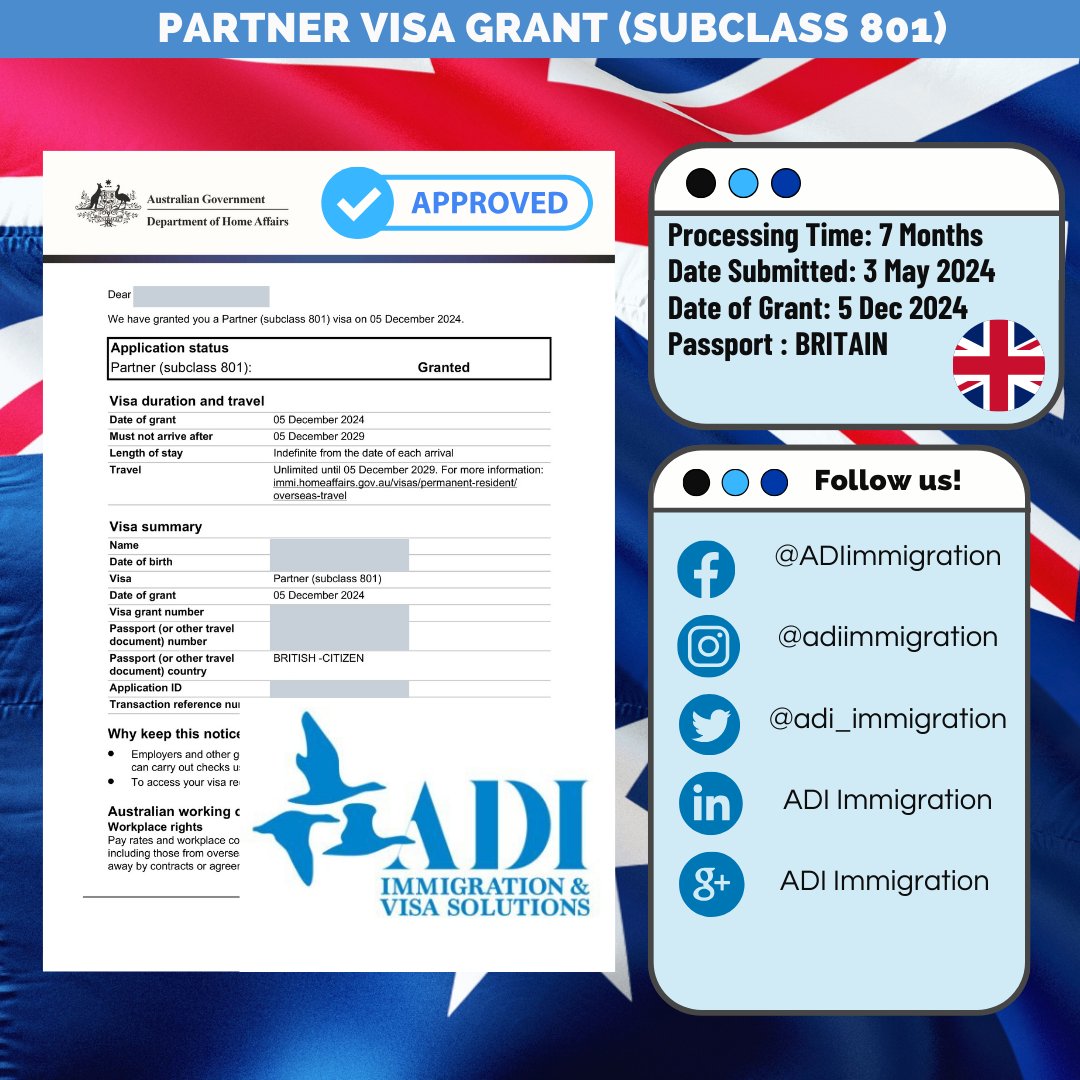adi_immigration's tweet image. 🎉 BIG NEWS! WE'VE DONE IT AGAIN! 🎉
📞 Get in touch today and let's turn your Australian dream into reality! 🇦🇺💫
#ADIImmigration #VisaSuccess #Subclass801 #Subclass820 #AustraliaVisa #VisaJourney #AustraliaBound #ImmigrationHeroes #YourVisaExperts #AustraliaDreams