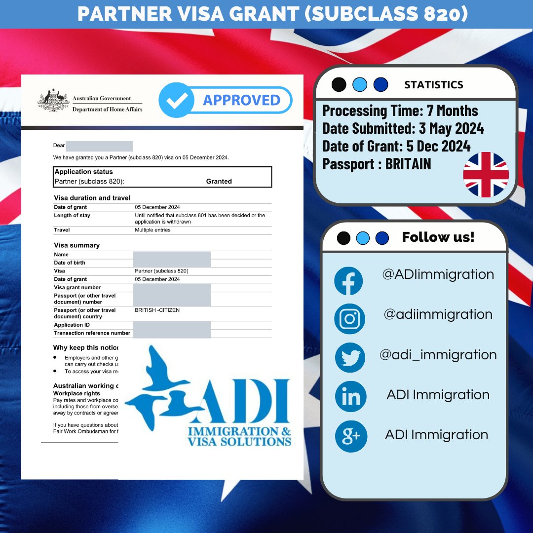 adi_immigration's tweet image. 🎉 BIG NEWS! WE'VE DONE IT AGAIN! 🎉
📞 Get in touch today and let's turn your Australian dream into reality! 🇦🇺💫
#ADIImmigration #VisaSuccess #Subclass801 #Subclass820 #AustraliaVisa #VisaJourney #AustraliaBound #ImmigrationHeroes #YourVisaExperts #AustraliaDreams