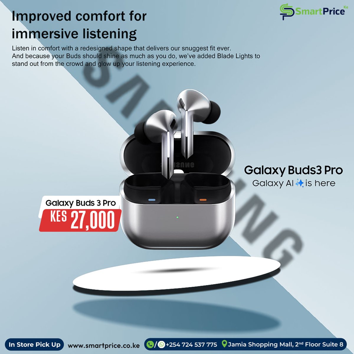 smartpriceke's tweet photo. Meet the Galaxy Buds3 Pro designed to stay as active as you are with Active Noise Cancellation helping you to hear only what you want from phone calls to listening to a new playlist.
#samsung #Buds3Pro #YourDigitalConnect
☎️Call/WhatsApp Us: 0724 537 775
🇰🇪 We Deliver Countrywide.
🔗https://t.co/rSMVqsq52i
📍Jamia Mall, 2nd Floor, Suite 8