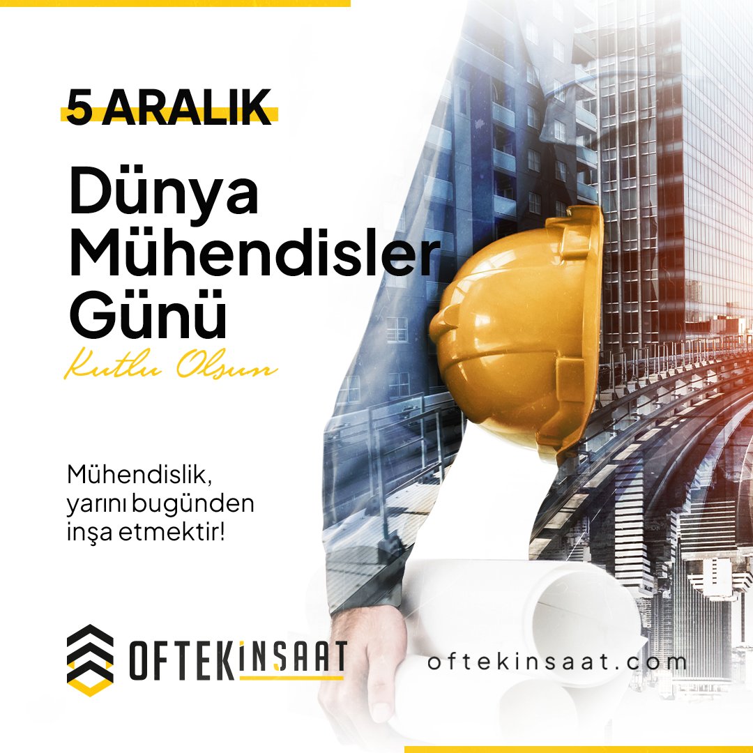 OftekInsaat's tweet photo. Yenilik, çözüm ve geleceğin mimarları olan tüm mühendislerimizin Dünya Mühendisler Günü kutlu olsun!

#oftek #oftekinşaat #DünyaMühendislerGünü https://t.co/GBph9OCXt2