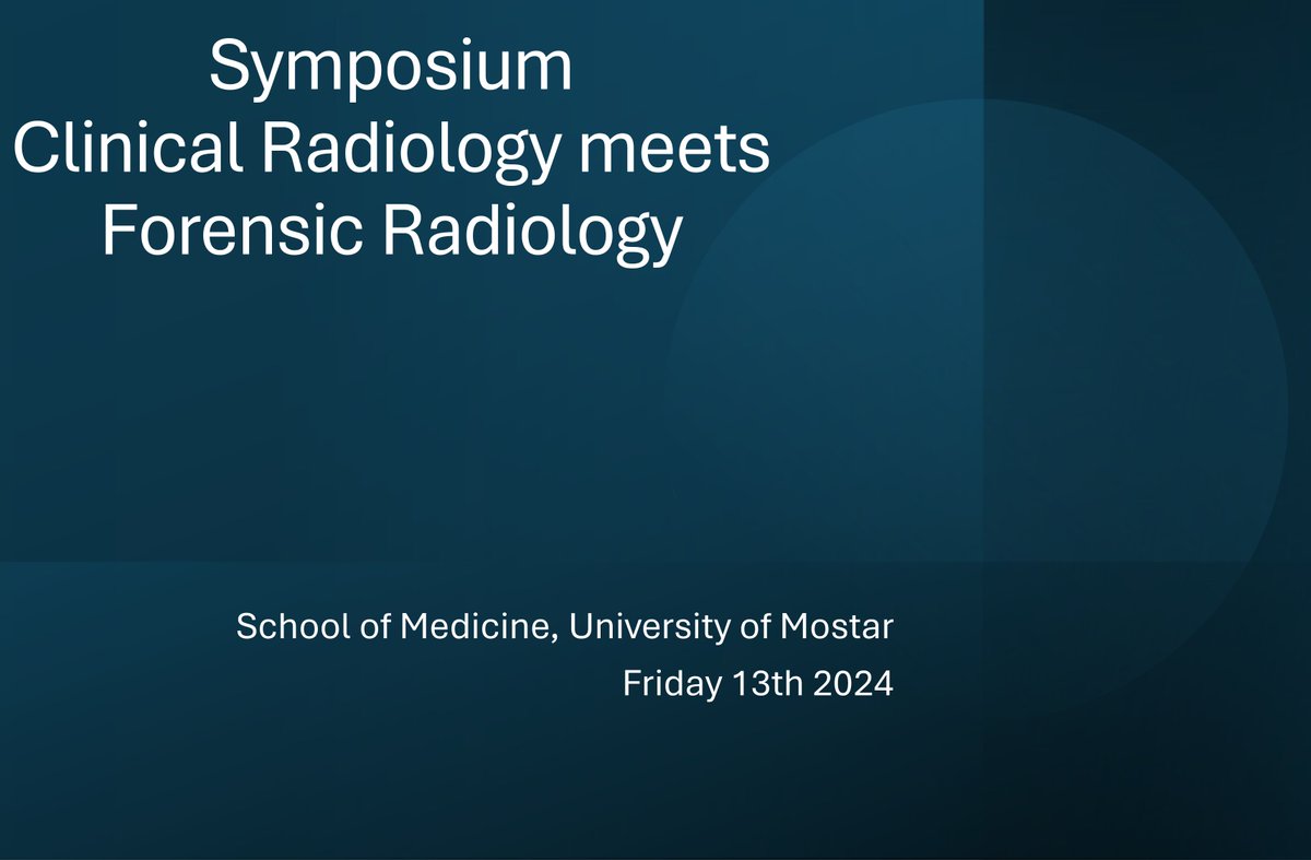 MMostaru's tweet photo. Simpozij “Klinička radiologija susreće forenzičku radiologiju”
Announcement: Symposium “Clinical Radiology Meets Forensic Radiology”
https://t.co/mFRuUlPrYj https://t.co/zEFFP2cUax
