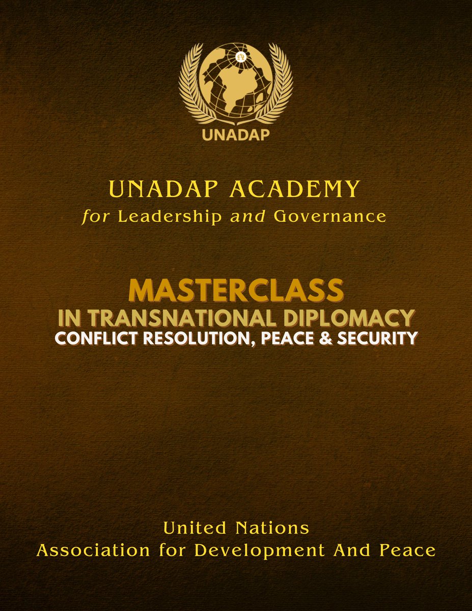 DominicFDixon's tweet photo. MASTERCLASS & POST-GRADUATE DIPLOMA PROGRAMMES
By UNADAP Academy for Leadership and Governance, New York

7 SESSIONS: 6 SESSIONS ONLINE | 1 SESSION AT THE UNITED NATIONS, GENEVA, SWITZERLAND.

- Business and International Relations (MBIR) - Aligned with the United Nations Sustainable Development Goals (SDGs) 
- Transnational Diplomacy: Conflict Resolution, Peace & Security (MTD)

Who are these programs for?
- High School students, Students of Management, Business, International Relations, Diplomacy, Civil Services.
- Professionals in Peace Building, Civil Society, Principals & Heads of Institutions, Civil Servants, Diplomats.

Why Enroll?
- Gain a cutting-edge perspective on global governance and diplomacy.
- Build invaluable networking opportunities with peers and global experts.
- Participate in an immersive session at the United Nations in Geneva.
- Certification from a globally recognized academy with emphasis on leadership and sustainability.

LEARN MORE AND APPLY
View Prospectus:
MTD: https://t.co/zSnfrxu9b1

MBIR: https://t.co/GxpCIy74uG

Program Benefits: https://t.co/7N9Cbmg3Lz

Kindly note: As of now, the Academy in only undertaking groups and not individuals. So, get a group together from you school, college, or company, or even friends, and lets journey!

To know about the academy and course modalities, please visit, https://t.co/G0tYjlvcPV

Write to us at, Academy@UNADAP.org

#diplomacy #unitednations #geneva #masterclass #peace 
@UNADAPorg