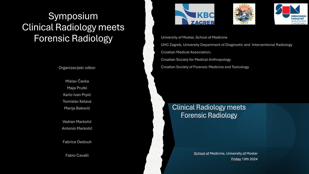 MMostaru's tweet photo. Simpozij “Klinička radiologija susreće forenzičku radiologiju”
Announcement: Symposium “Clinical Radiology Meets Forensic Radiology”
https://t.co/mFRuUlPrYj https://t.co/zEFFP2cUax